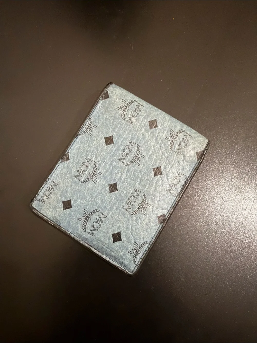 MCM Light Blue Monogram Card & Key Holder